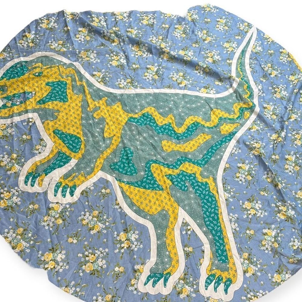 Coach Blue & Yellow Rexy Flower Patchwork Oversized Square Scarf